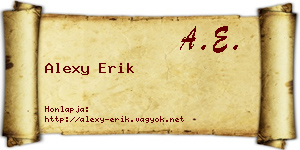 Alexy Erik névjegykártya